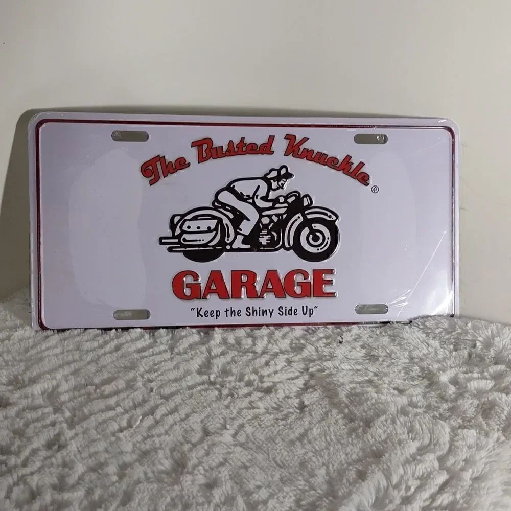 NWT The Busted Knuckle Garage Metal License Plate